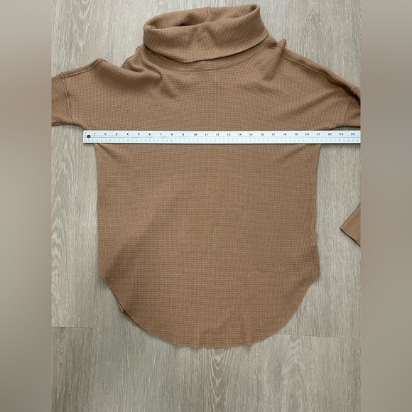 Aritzia TNA Waffle Brown Oversized Mockneck Turtleneck Sweater Dress Long Sleeve - Picture 6 of 8